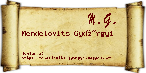 Mendelovits Györgyi névjegykártya